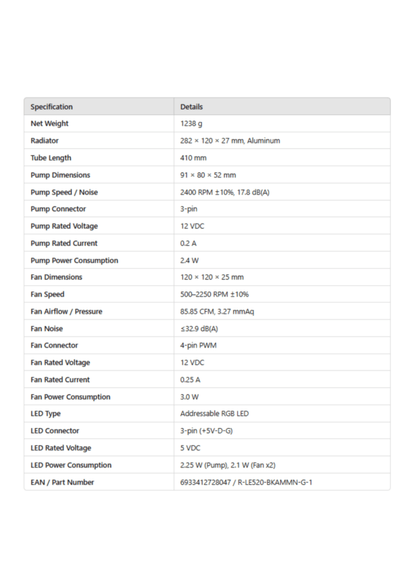 DeepCool LE520 WH ARGB liquid 240 CPU cooler White - Image 6