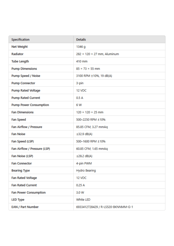 DeepCool LS520S ZERO DARK ARGB liquid 240 CPU cooler - Image 6