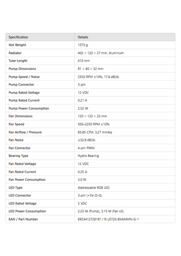 DeepCool LE720 ARGB liquid CPU cooler White - Image 6