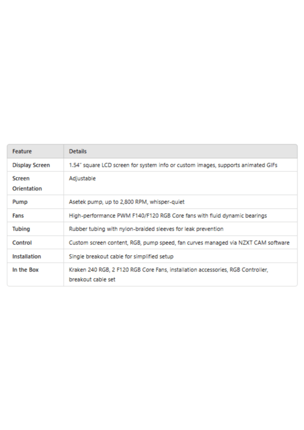 NZXT Kraken 240 RGB CPU Liquid Cooler White - Image 5