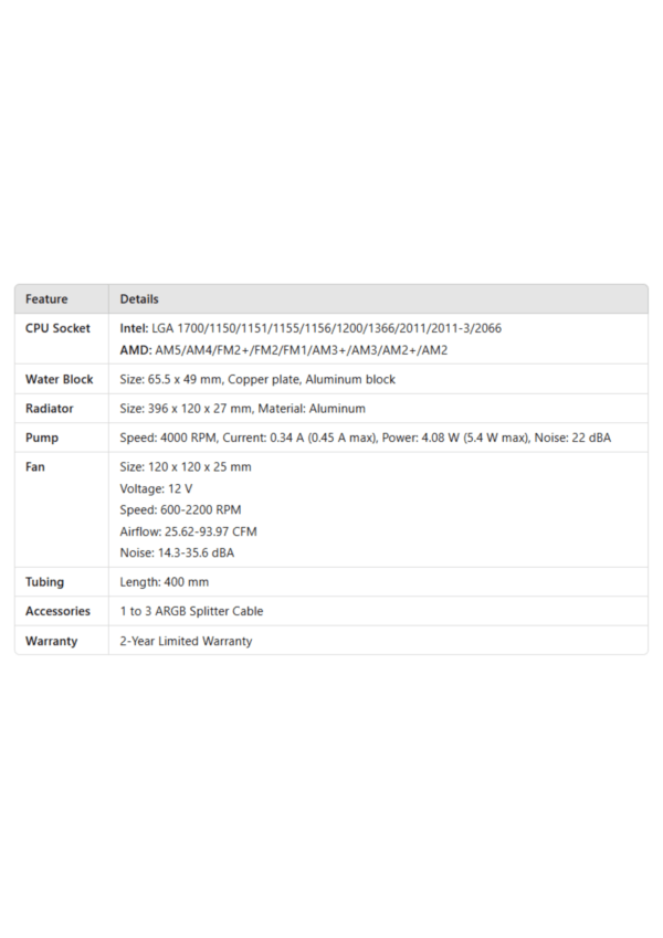 Team T-Force SIREN GD360E ARGB CPU Liquid Cooler White - Image 4