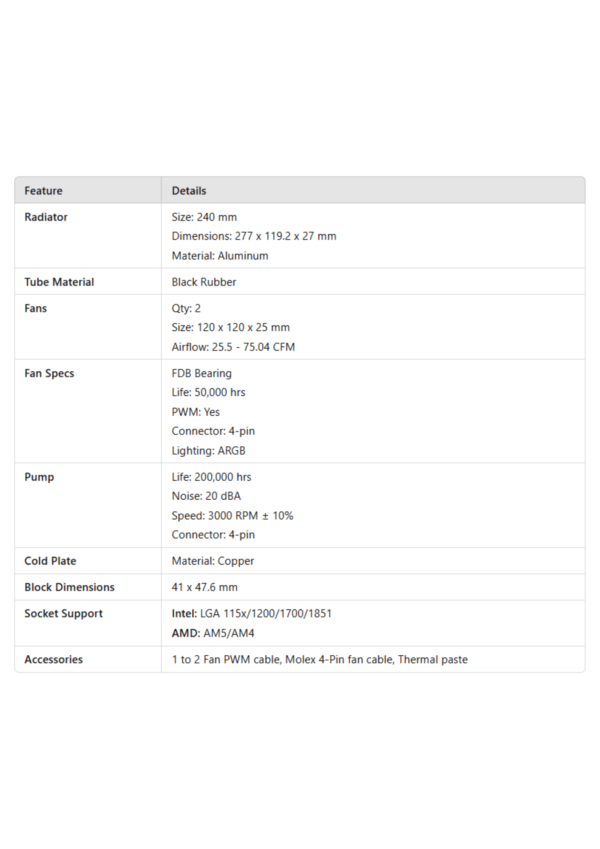 MSI Mag Coreliquid E240 CPU Liquid Cooler Black - Image 3