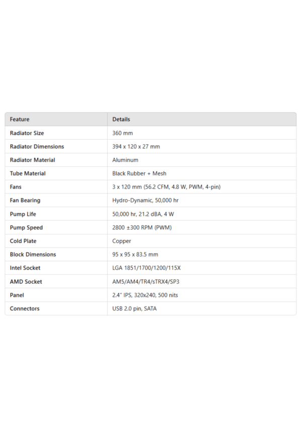 MSI MEG Core Liquid S360 360mm CPU Liquid Cooler - Image 4