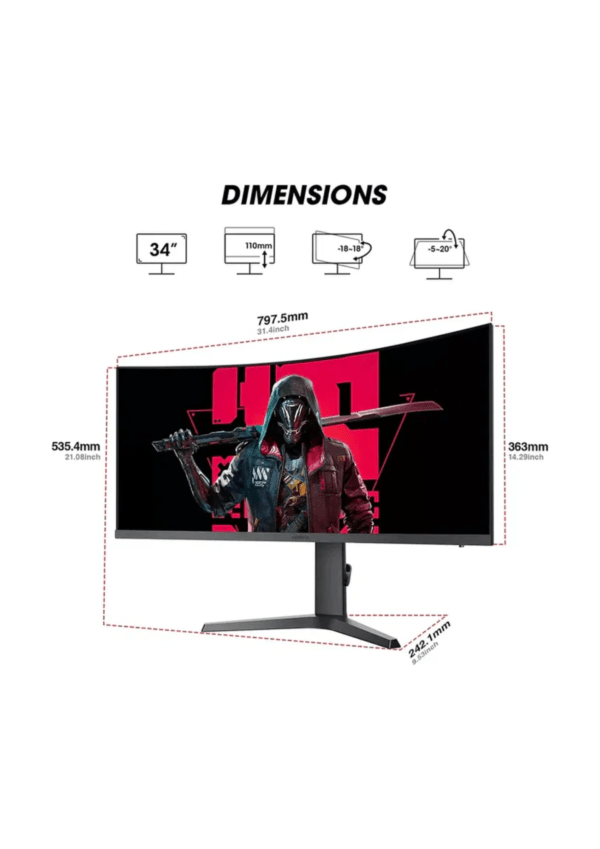 KOORUI 34E6UC 34 Inch Ultrawide Curved 144Hz 1ms 3440×1440 - Image 2