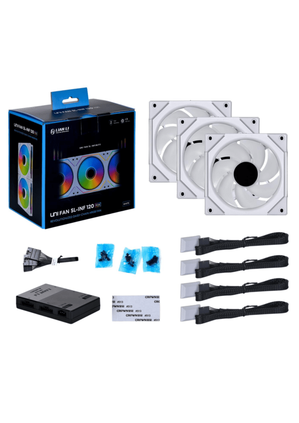 Lian Li Uni Fan SL-Infinity White 120mm 3-Pack ARGB Case Fan - Image 6
