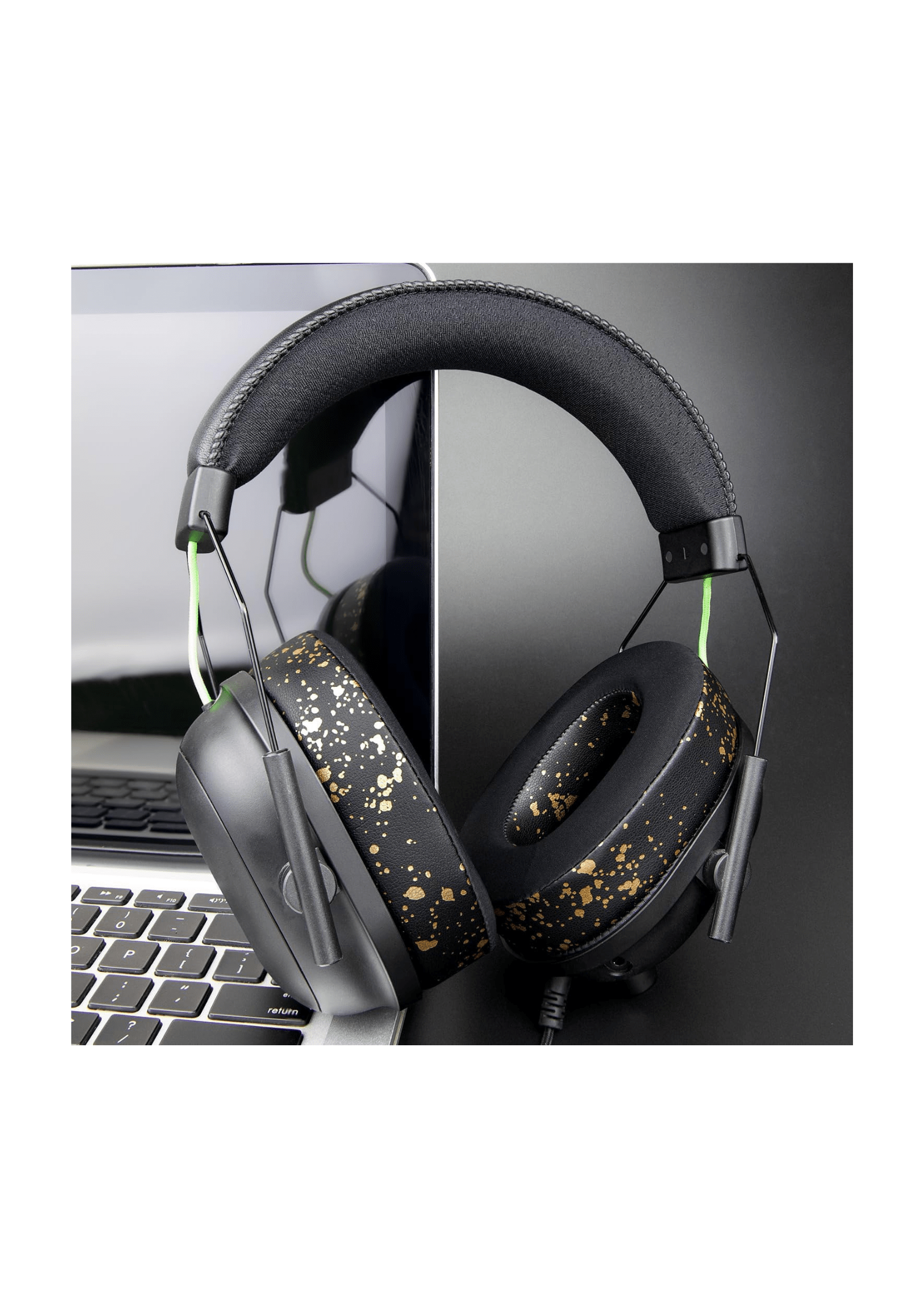 SOULWIT Razer BlackShark V2/V2 Pro Black-Gold EarPads with Cooling Gel