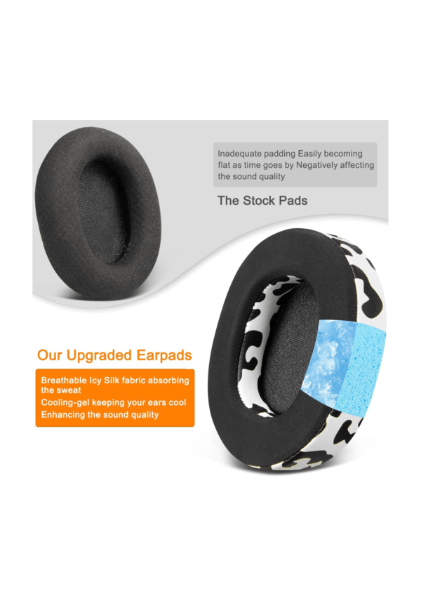 SOULWIT SteelSeries Black-White EarPads with Cooling Gel - Image 3