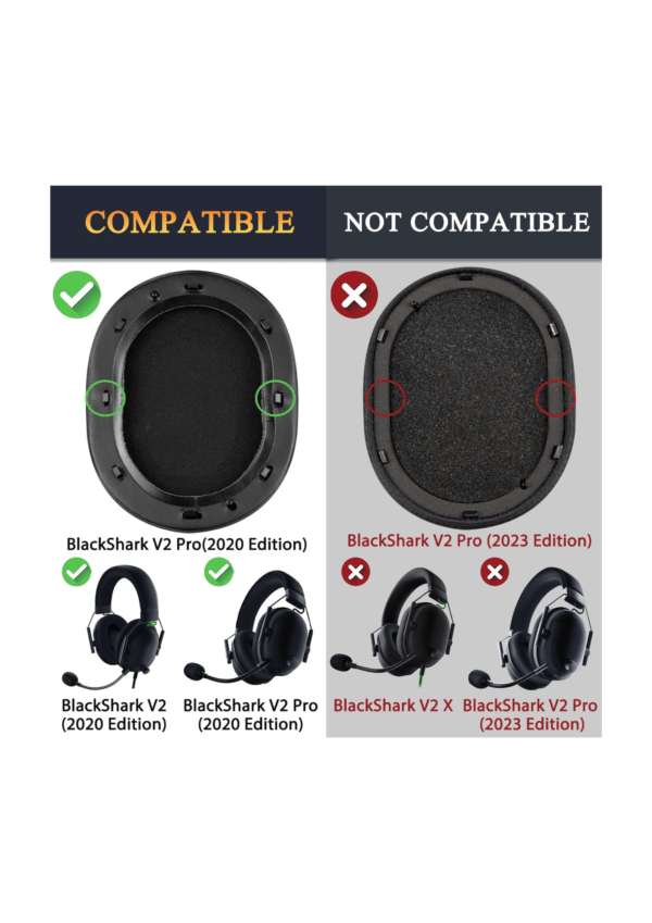 SOULWIT Razer BlackShark V2/V2 Pro Black-Burgundy EarPads with Cooling Gel - Image 3