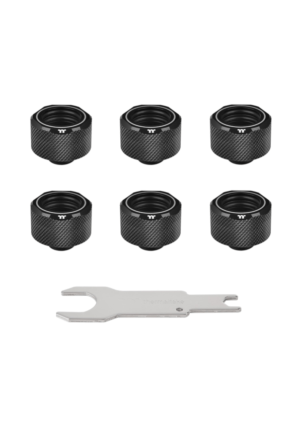 Thermaltake 4 Build-In O-Rings C-ProG1/4 PETG 16mm OD Compression Fitting (Black-6 Pack)