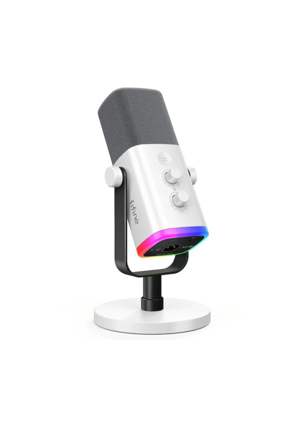 FIFINE AM8 XLR and USB C White Microphone