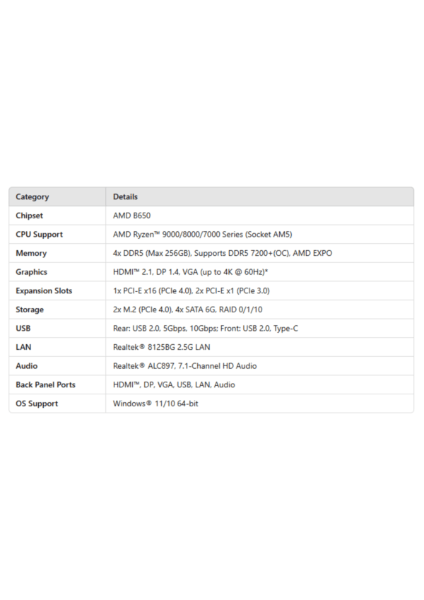 MSI Pro B650M-P Micro ATX DDR5 MotherBoard - Image 4