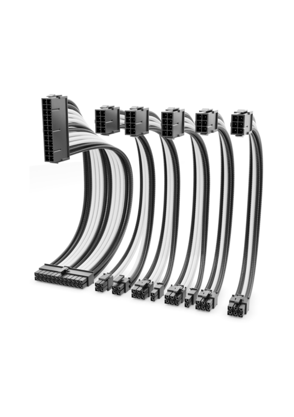 deleyCON PSU Cable Extension Set 6 Pieces 30 cm <br> (White-Black)