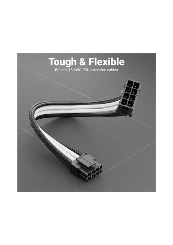 deleyCON PSU Cable Extension Set 6 Pieces 30 cm <br> (White-Black) - Image 2