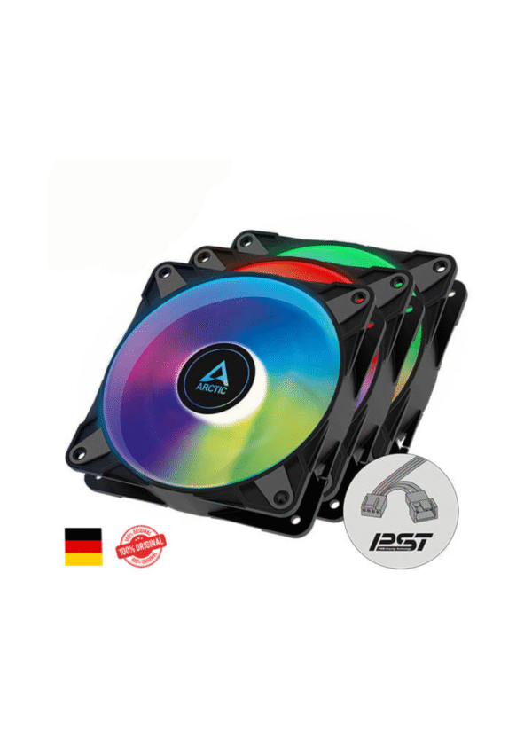 Arctic P12 PWM PST A-RGB Black Fan with Cable Splitter - 3 Pack