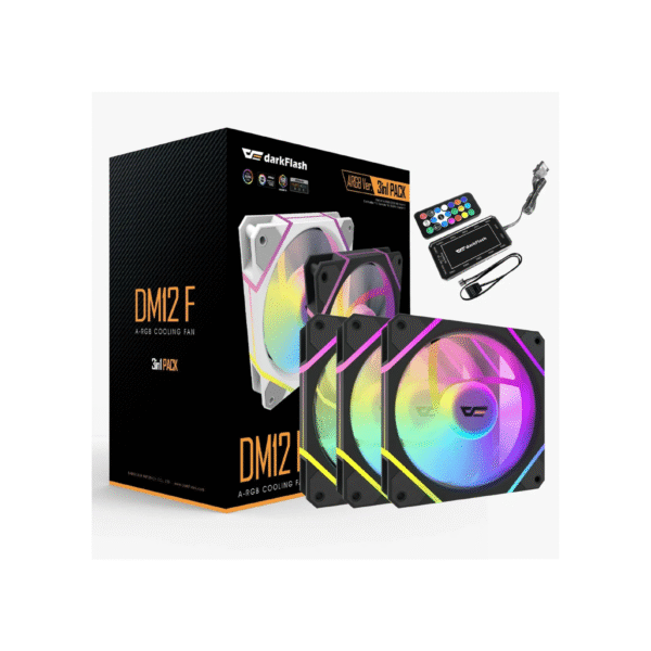 Darkflash DM12F ARGB Cooling Fan 3 Pack with Controller - Black