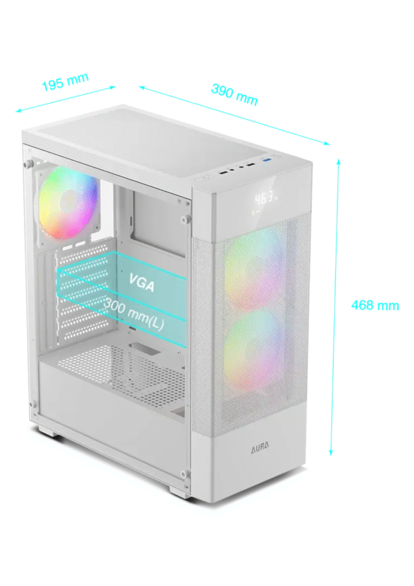 Gamdias Aura GC5 Elite ARGB Mid Tower White Gaming Case - Image 2