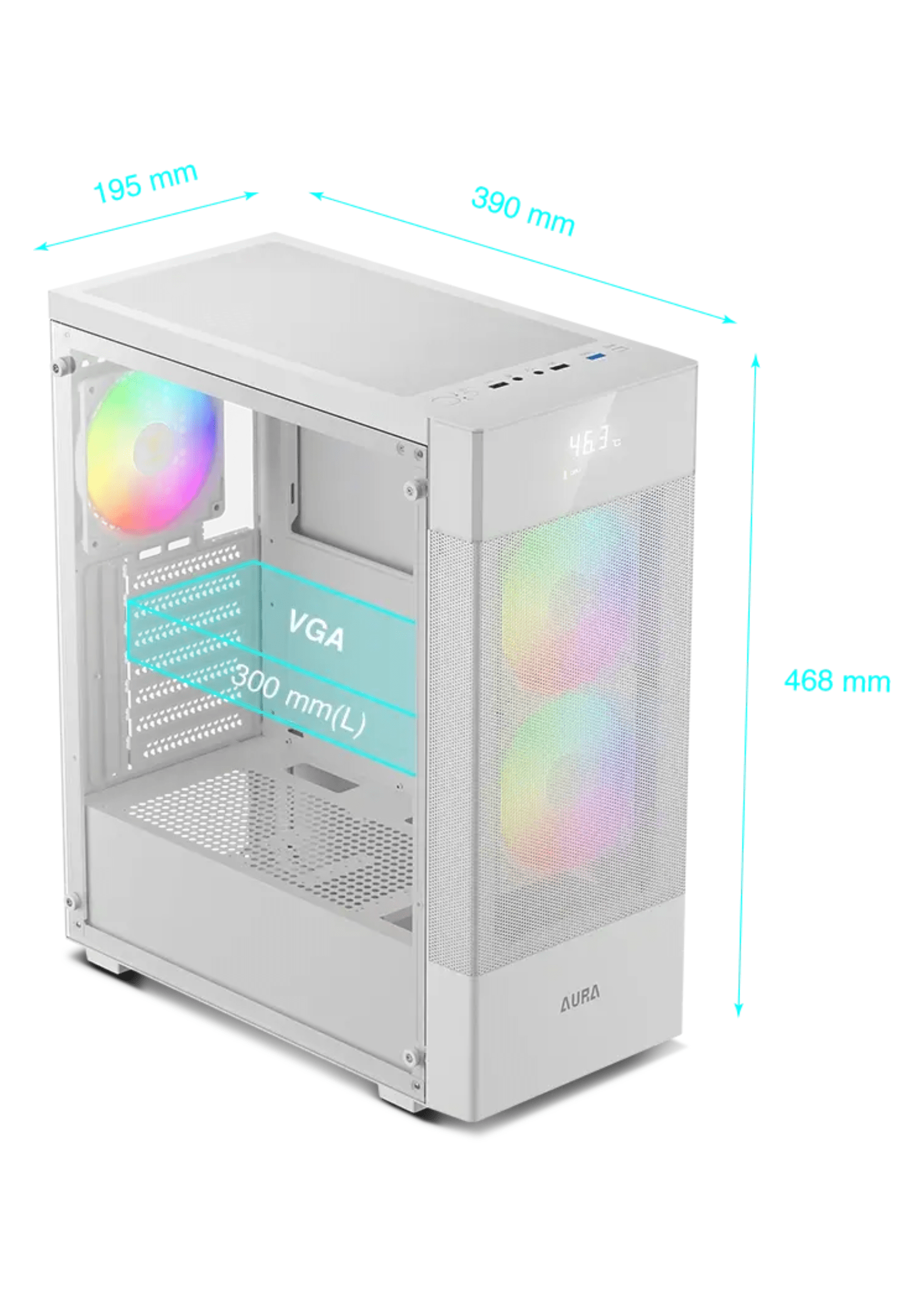Gamdias Aura GC5 Elite ARGB Mid Tower White Gaming Case