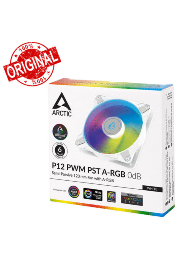 Arctic P12 PWM PST A-RGB White Fan with Cable Splitter - Image 2