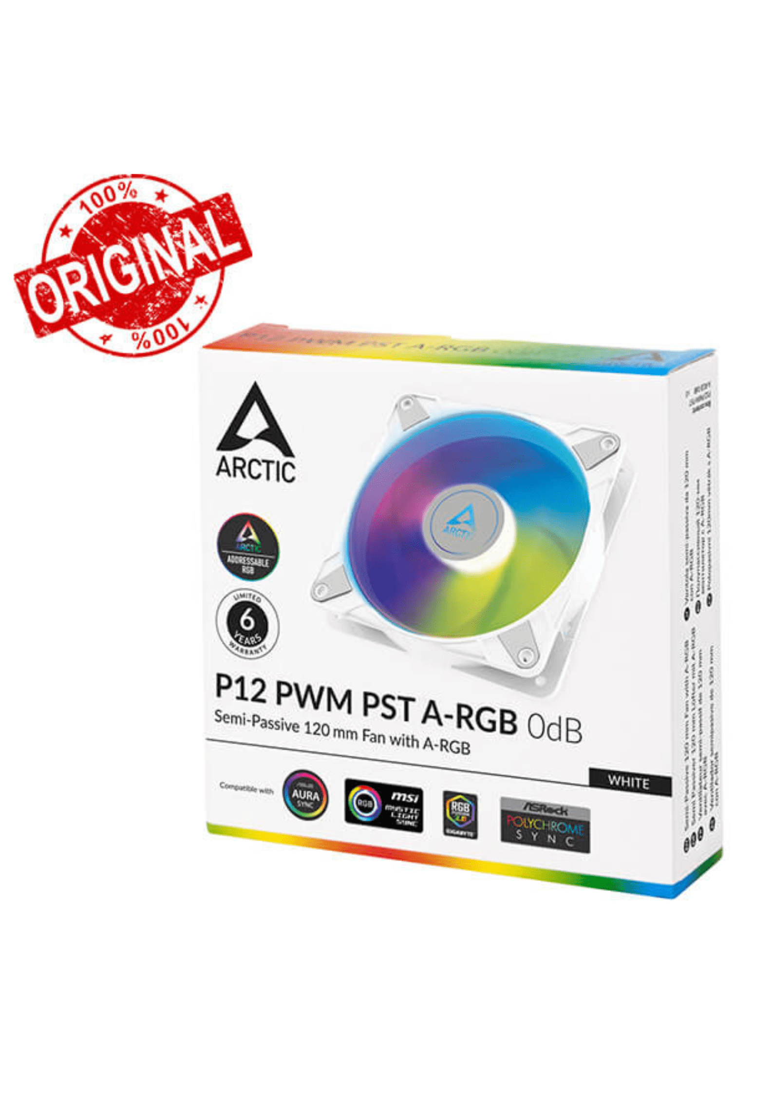 Arctic P12 PWM PST A-RGB White Fan with Cable Splitter