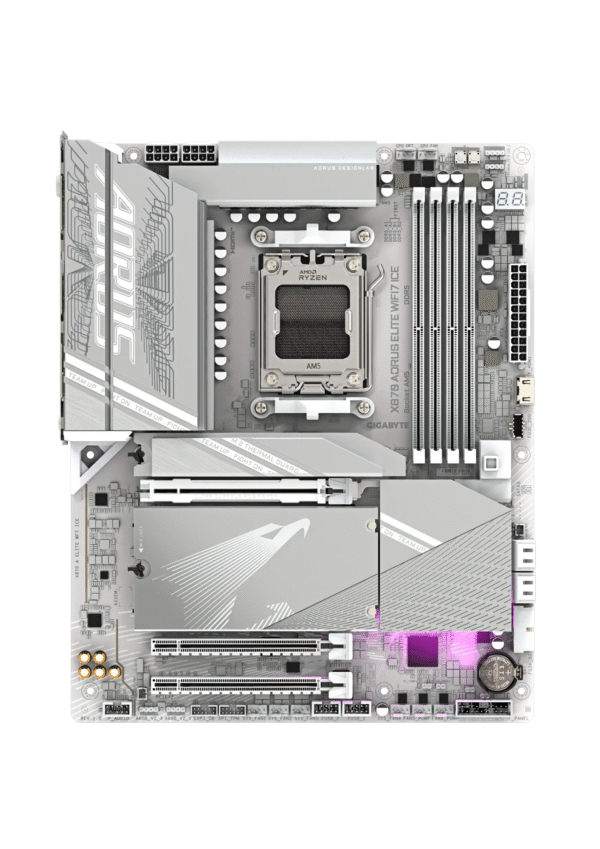 GIGABYTE X870 AORUS ELITE WIFI7 & Bluetooth AM5 DDR5 Gaming Motherboard - White - Image 2