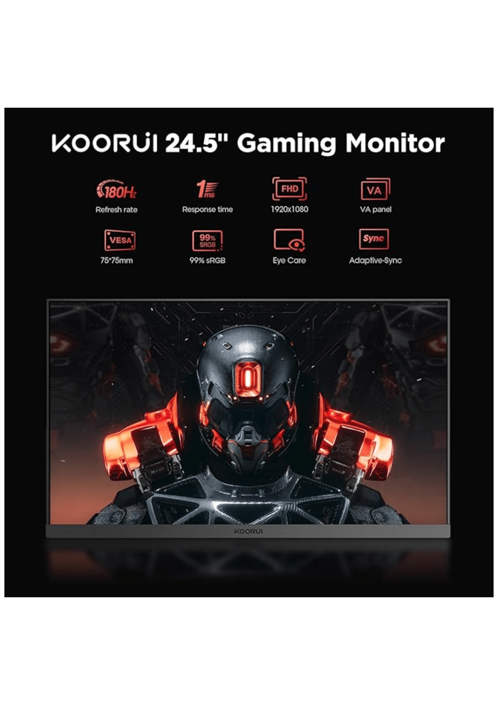 KOORUI 24.5 Inch FHD Gaming Monitor, VA, 1ms