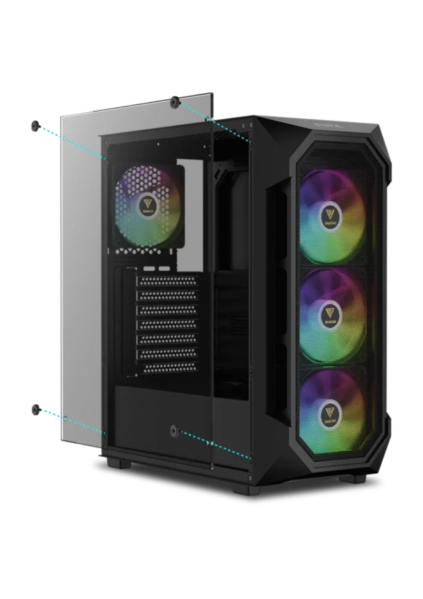 Gamdias Aura GC1 Elite ARGB Mid Tower Black Gaming Case - Image 3