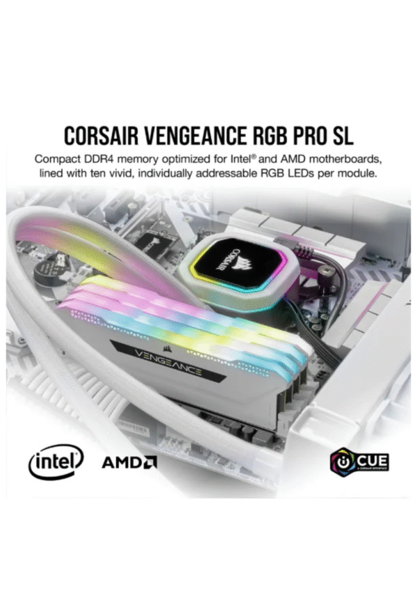 Corsair Vengeance RGB PRO SL 16GB (2×8GB) DDR4 3600MHz CL18 -White - Image 3