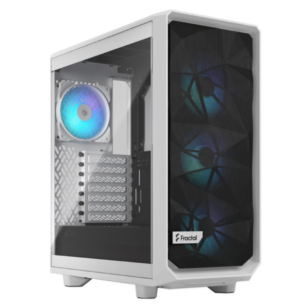 Fractal Design Meshify 2 Compact (White TG Clear Tint) Mid-Tower Tempered Glass RGB High-Performance Gaming Case
