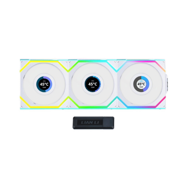 Lian Li UNI FAN SL Wireless LCD 120 Kit w/ Dual Zone ARGB, High Performance Triple Pack, 1.6" IPS Full color LCD Display
