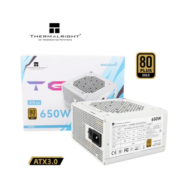 Thermalright (TG-650S-W) Gold 650W (ATX 3.0) 80 Plus Gold Non Modular, Smart Fan - Power Supply (White)