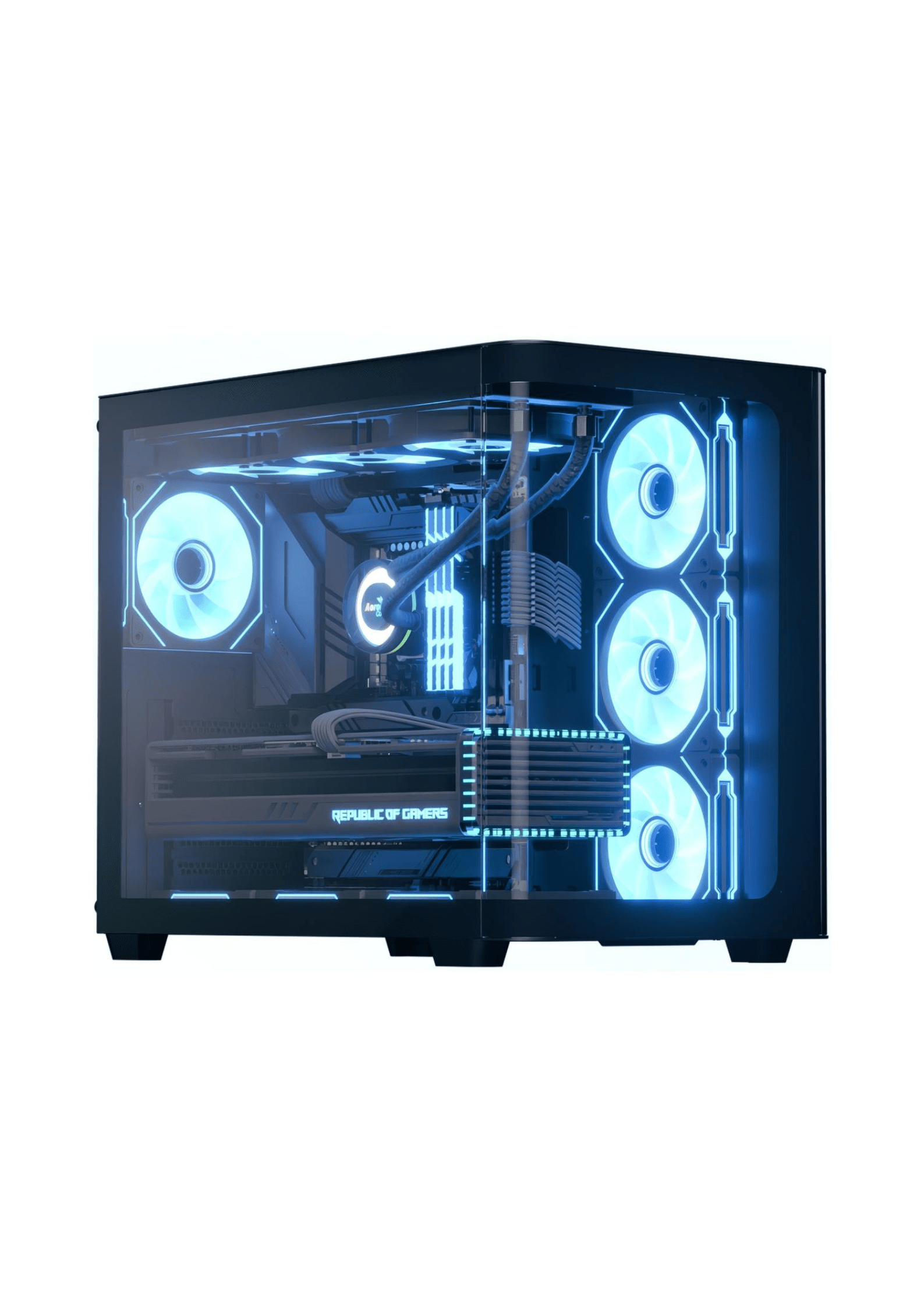 AeroCool P500C (Black) ARGB Stylish w/ Panoramic View & Dual Chamber ATX Mid Tower Tempered Glass Gaming Case