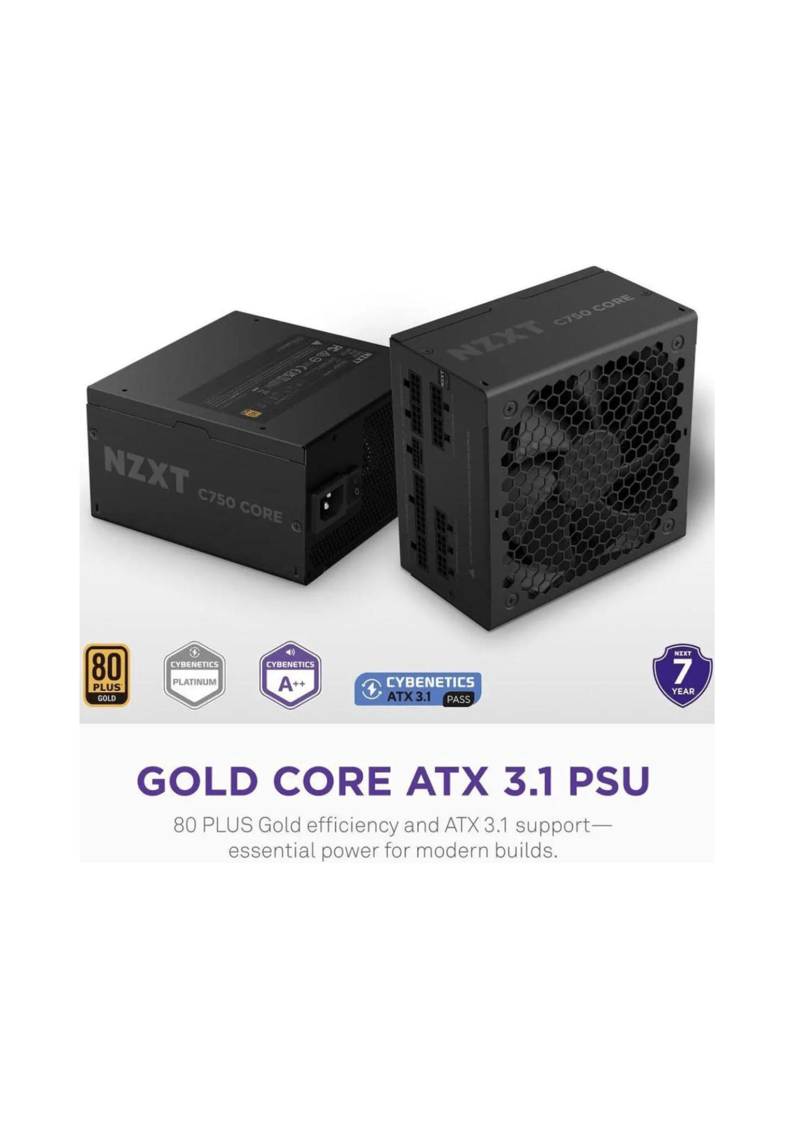 NZXT C1000 Gold Core, 1000W 80+ Gold Full Modular ATX (3.1) (PCIe 5.1) Gaming Power Supply