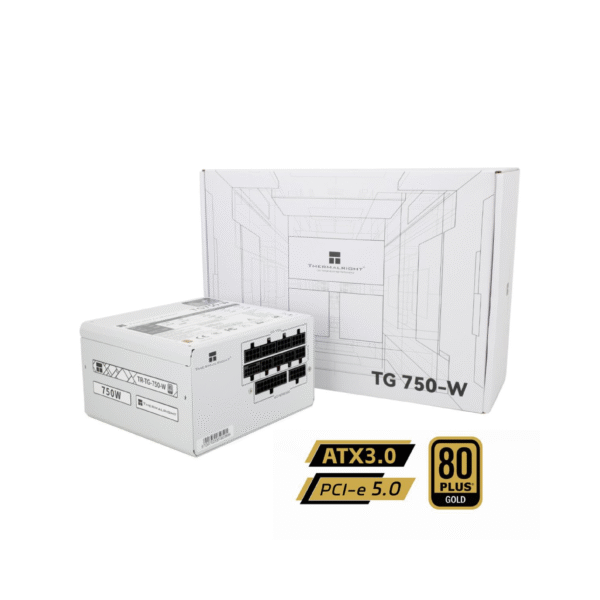 Thermalright (TG-750-W) Gold 750W (ATX 3.0) PCIE 5.0 (12VHPWR) 80 Plus Gold Full Modular, Smart Fan - Power Supply (White)