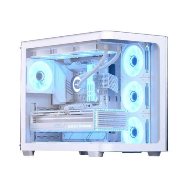 AeroCool P500C (White) ARGB Stylish w/ Panoramic View & Dual Chamber ATX Mid Tower Tempered Glass Gaming Case