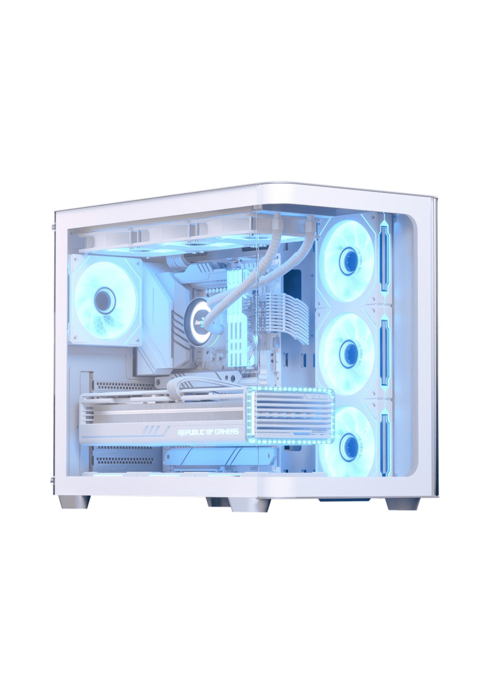 AeroCool P500C (White) ARGB Stylish w/ Panoramic View & Dual Chamber ATX Mid Tower Tempered Glass Gaming Case